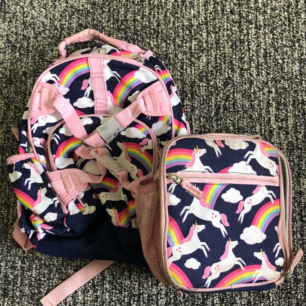 Pottery barn unicorn backpack & matching lunchbox